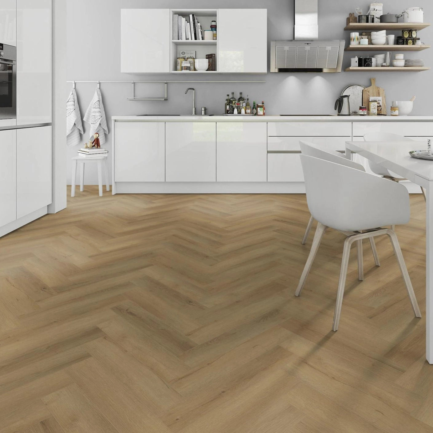 Lignum Core SPC Herringbone Flooring - Barley Oak