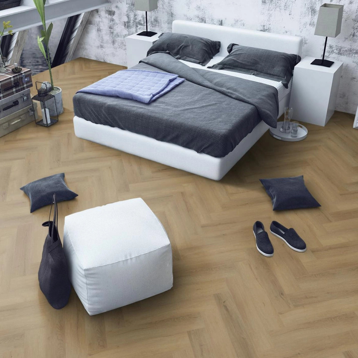 Lignum Core SPC Herringbone Flooring - Barley Oak