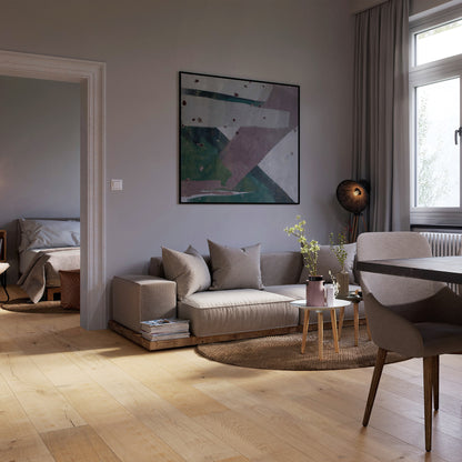 Recycled Leather Flooring Panels - Reclaimed Oak - Vodka Distillery