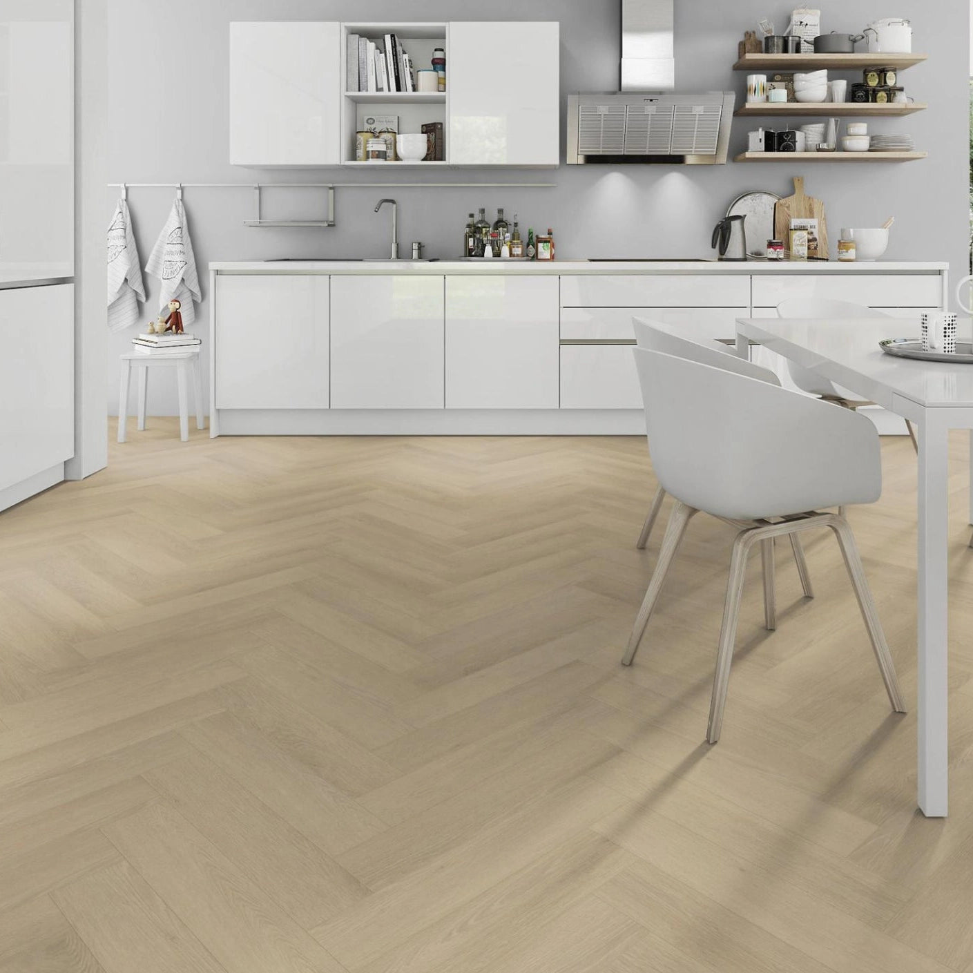 Lignum Core SPC Herringbone Flooring - Linen Oak