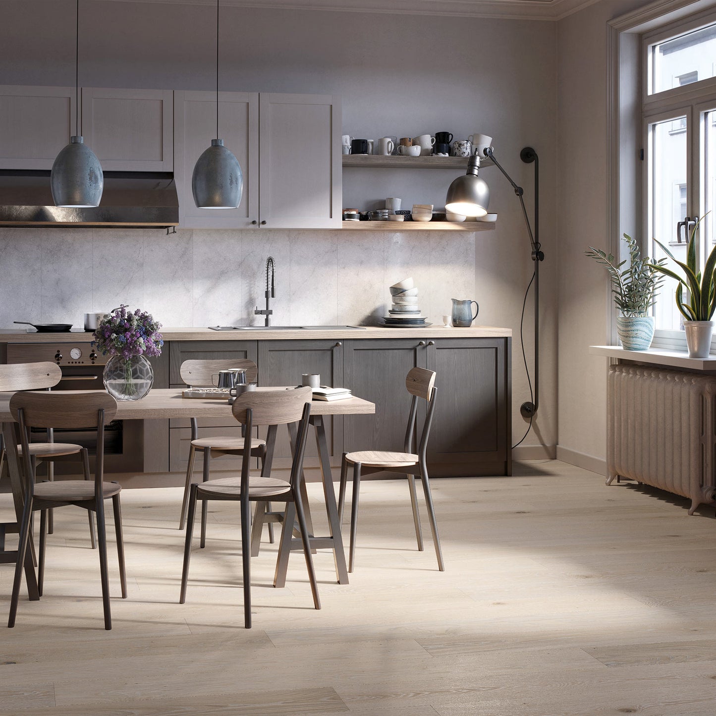 Recycled Leather Flooring Panels - Washed & Limed French Oak