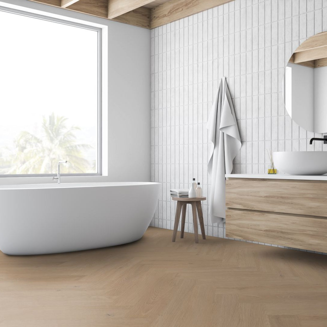 Lignum Core SPC Herringbone Flooring - Sahara Oak