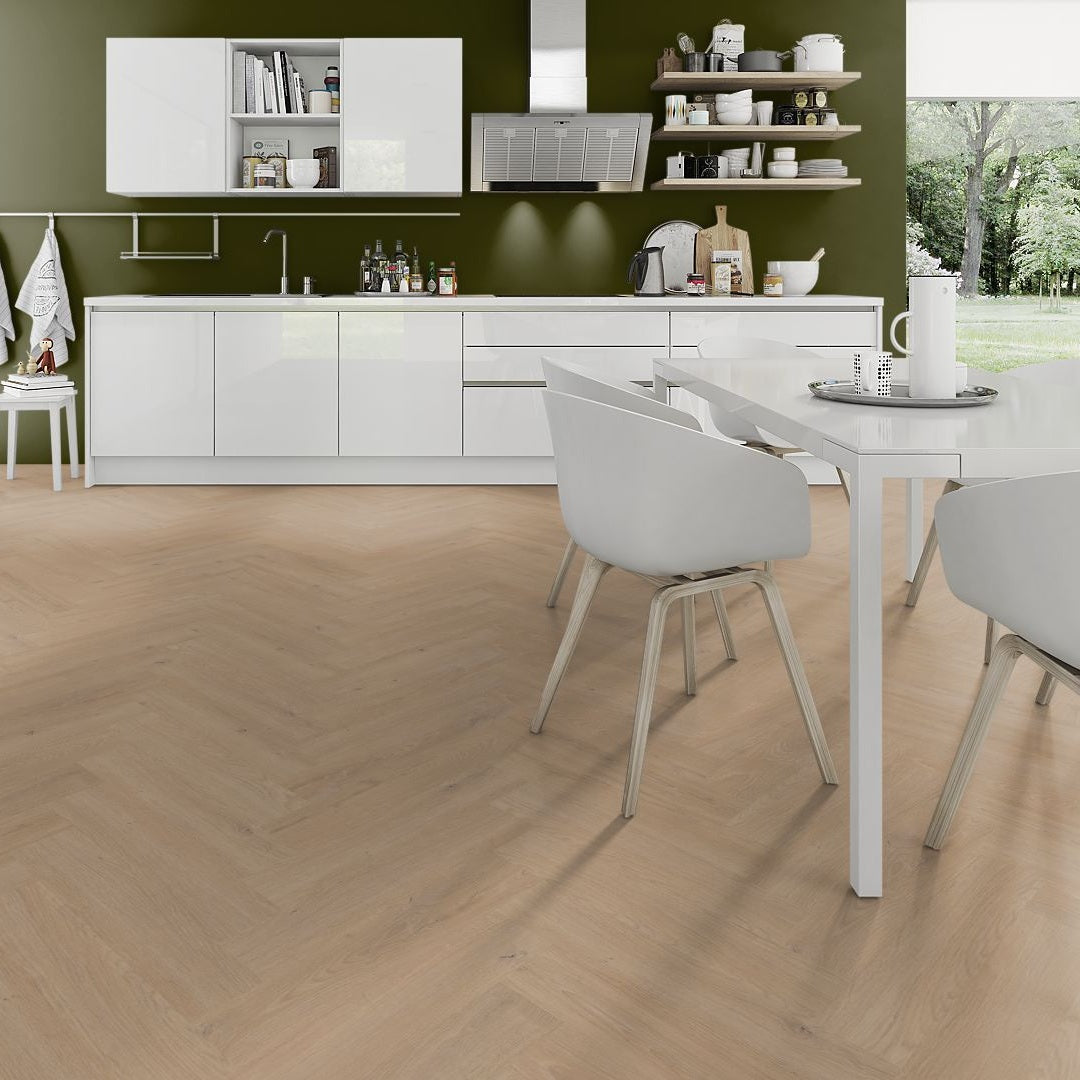 Lignum Core SPC Herringbone Flooring - Sahara Oak