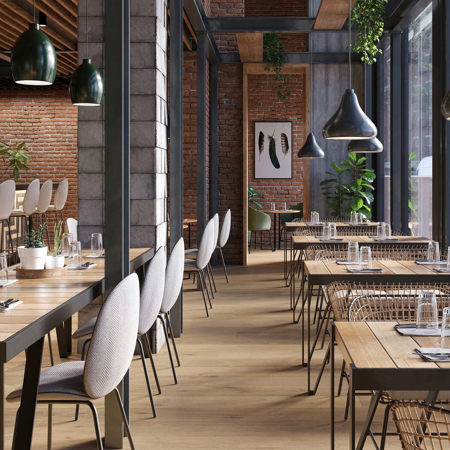 Recycled Leather Flooring Panels - Cool Brown French Oak