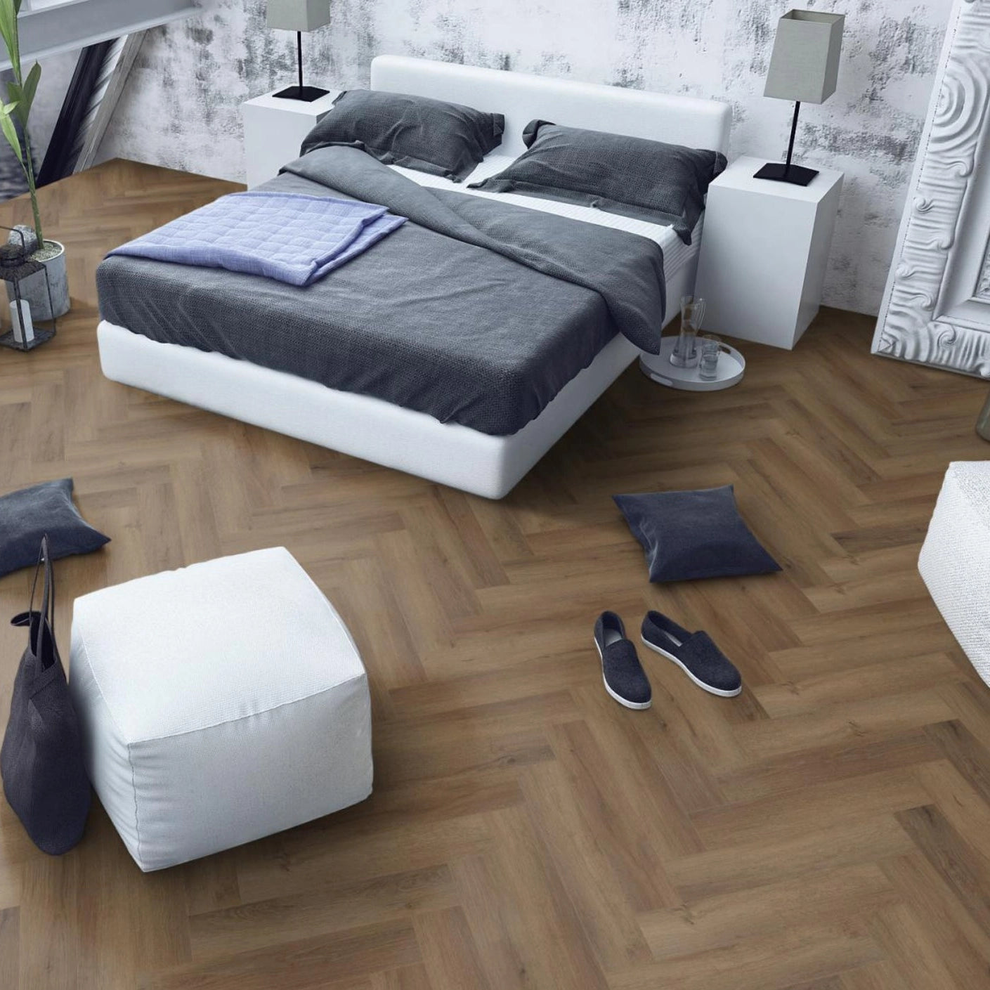 Lignum Core SPC Herringbone Flooring - Truffle Oak