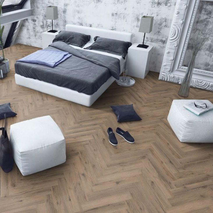Lignum Core SPC Herringbone Flooring - Mocha Oak