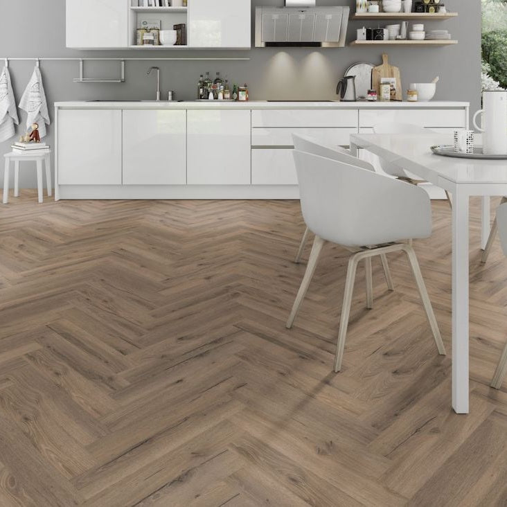 Lignum Core SPC Herringbone Flooring - Mocha Oak