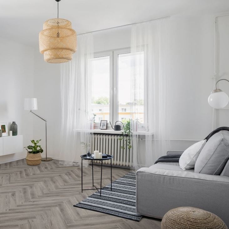 Lignum Core SPC Herringbone Flooring - Rustic Grey Oak