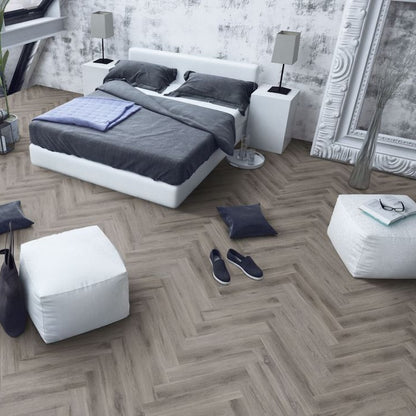 Lignum Core SPC Herringbone Flooring - Rustic Grey Oak